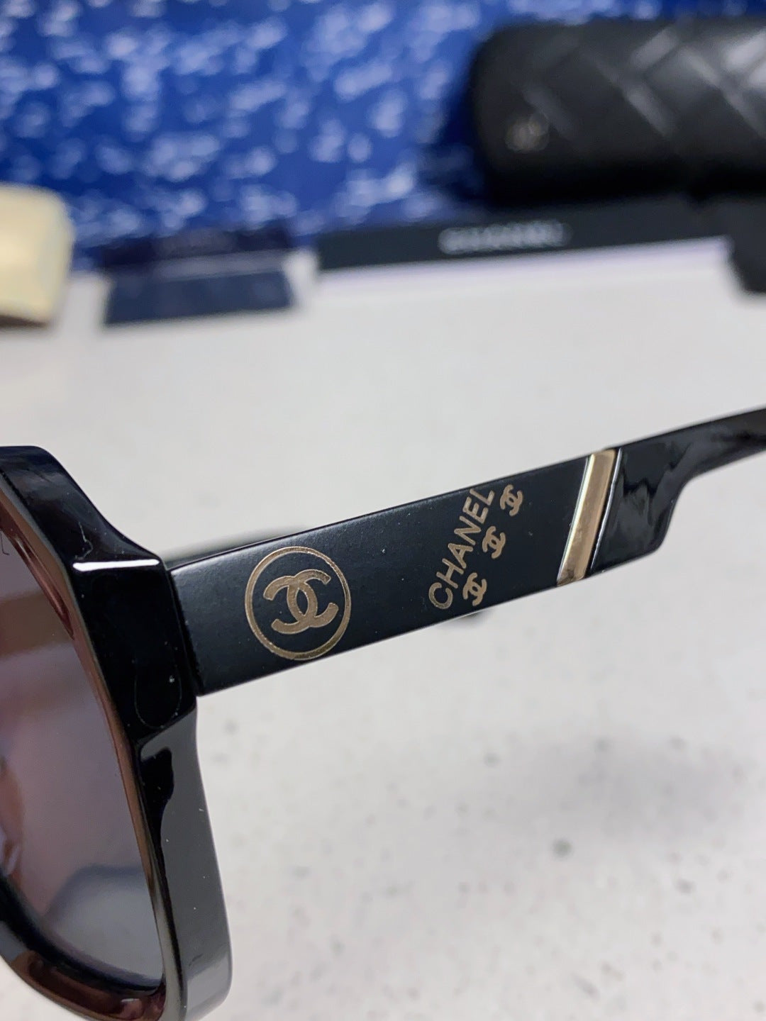 Chanel Polarized Square Blue Lens Sunglasses for Women - detail image 7