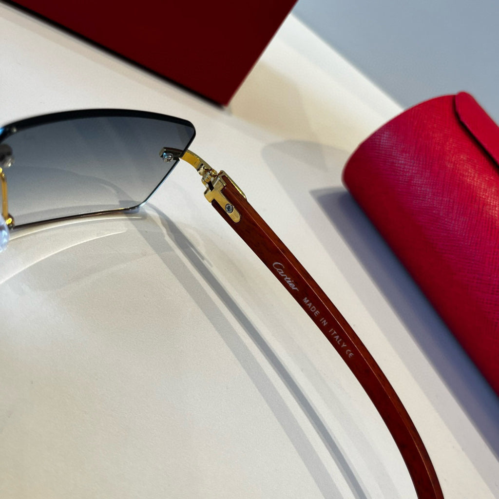 Cartier Lightweight Metal Rimless Red Lens Sunglasses for Men & Women - 432358 - detail image 4