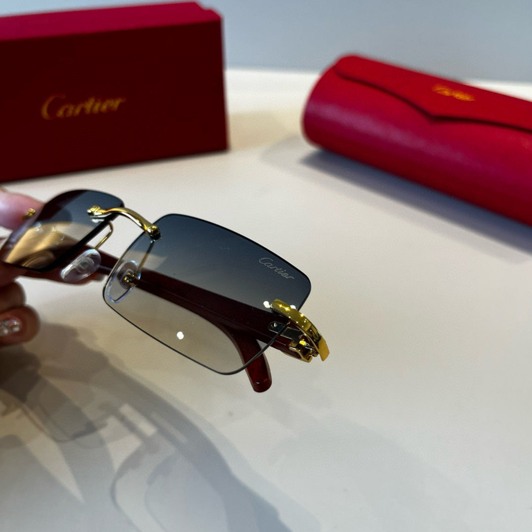 Cartier Lightweight Metal Rimless Red Lens Sunglasses for Men & Women - 432358 - detail image 7