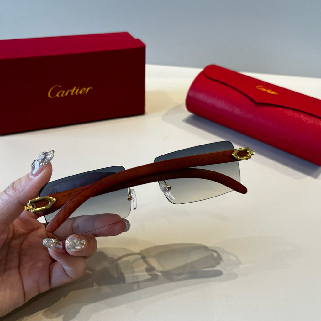 Cartier Lightweight Metal Rimless Red Lens Sunglasses for Men & Women - 432358 - detail image 6