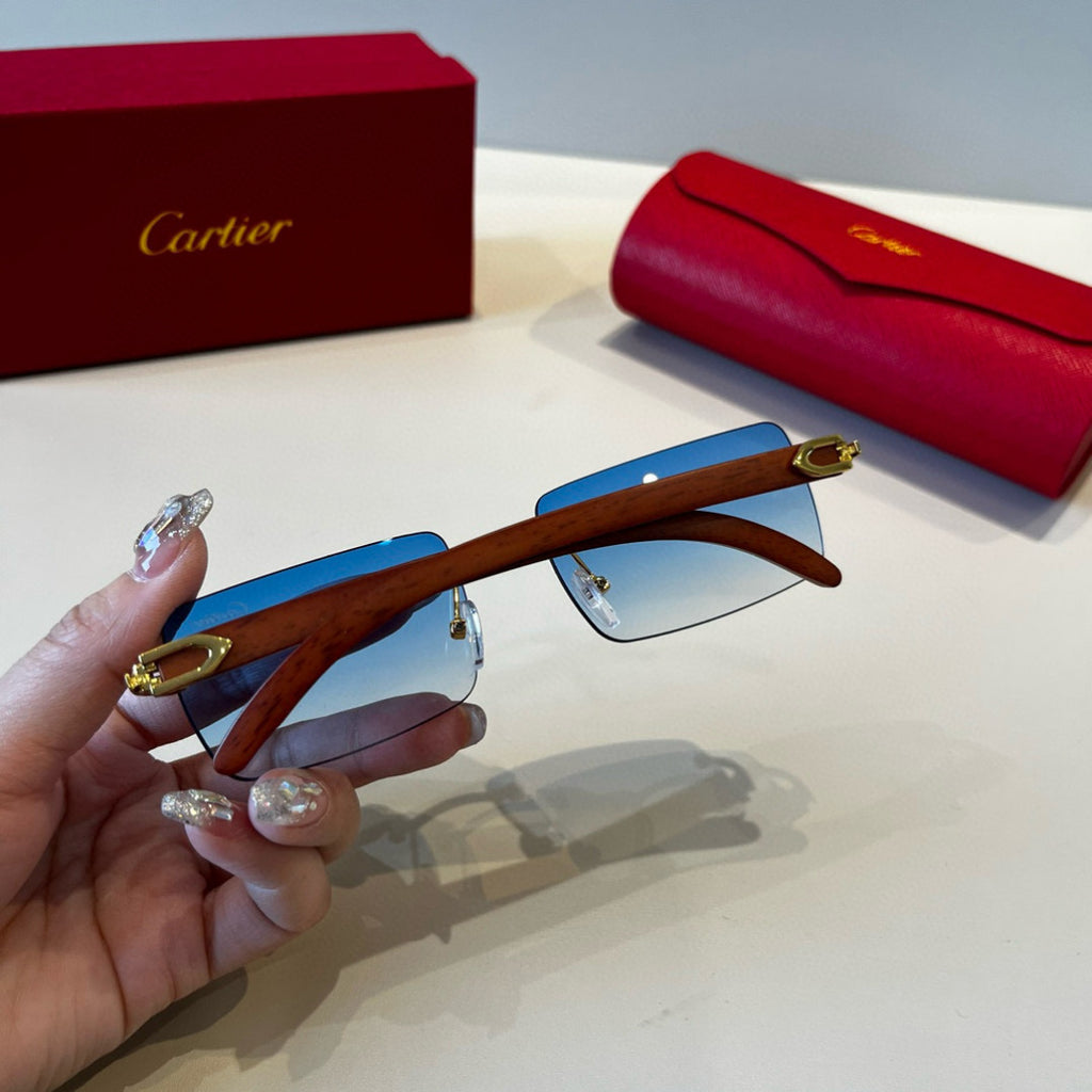 Cartier Lightweight Metal Rimless Blue Lens Sunglasses for Men & Wome - 487290 - detail image 5