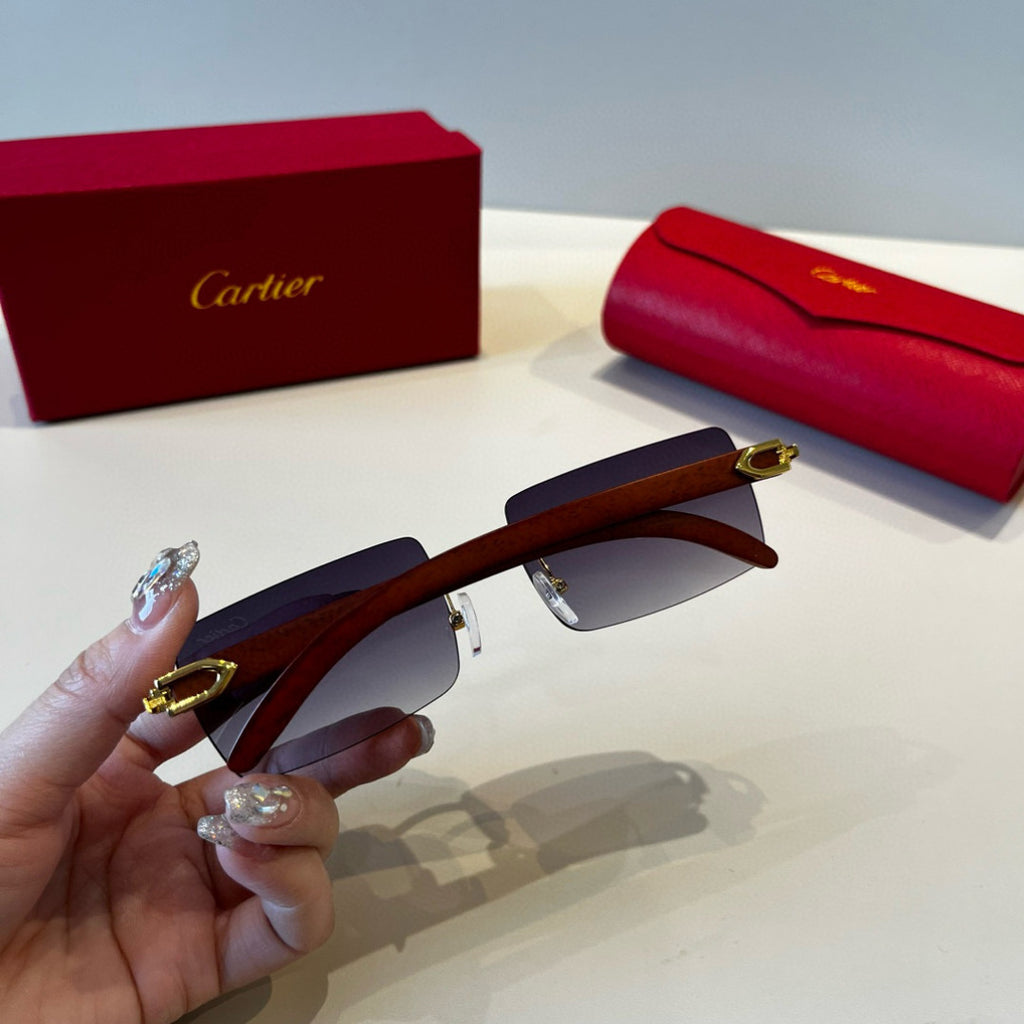 Cartier Lightweight Metal Rimless Silver Lens Sunglasses for Men & Wo - 432361 - detail image 6