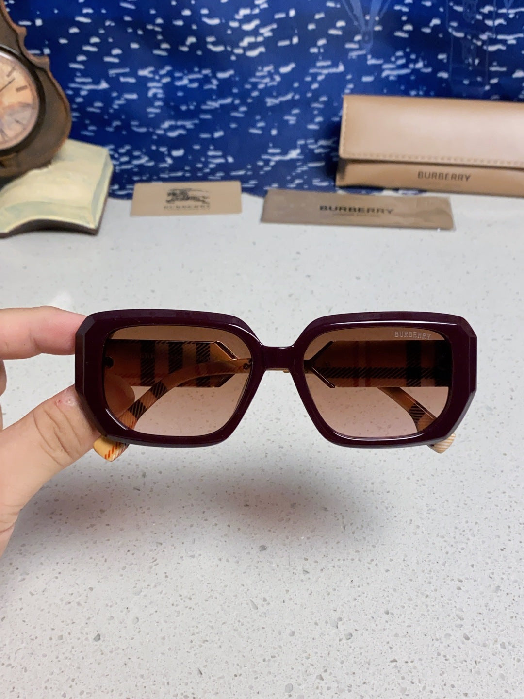 Burberry Rectangular Red Lens Sunglasses for Men & Women - 487410 - detail image 4