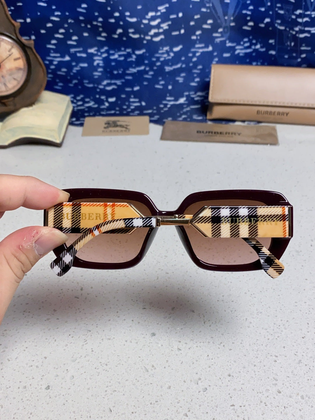 Burberry Rectangular Red Lens Sunglasses for Men & Women - 487410 - detail image 5