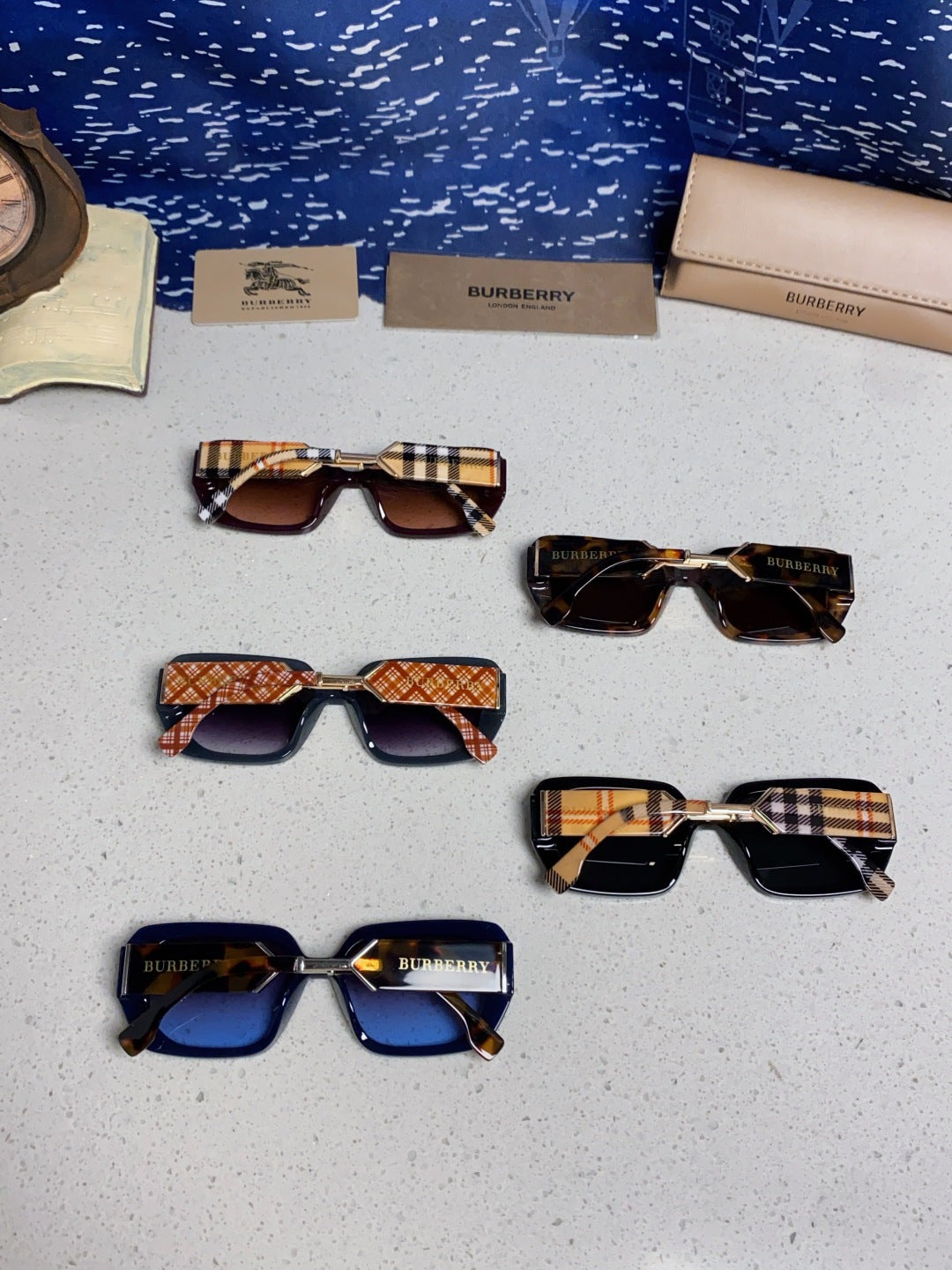 Burberry Rectangular Red Lens Sunglasses for Men & Women - detail image 11