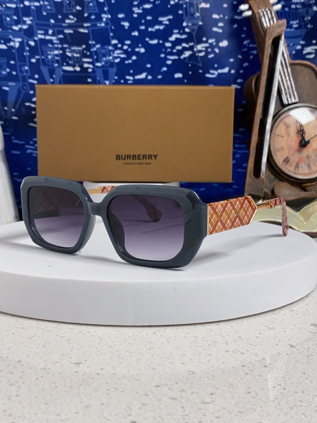 Burberry Rectangular Blue Lens Sunglasses for Men & Women - 416077