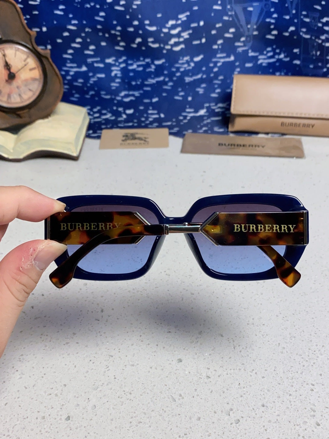 Burberry Rectangular Black Lens Sunglasses for Men & Women - 487412 - detail image 4