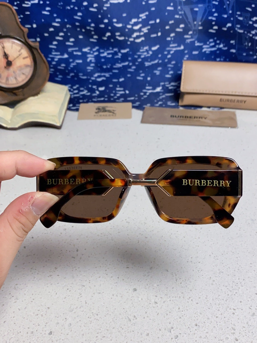 Burberry Rectangular Red Lens Sunglasses for Men & Women - detail image 5