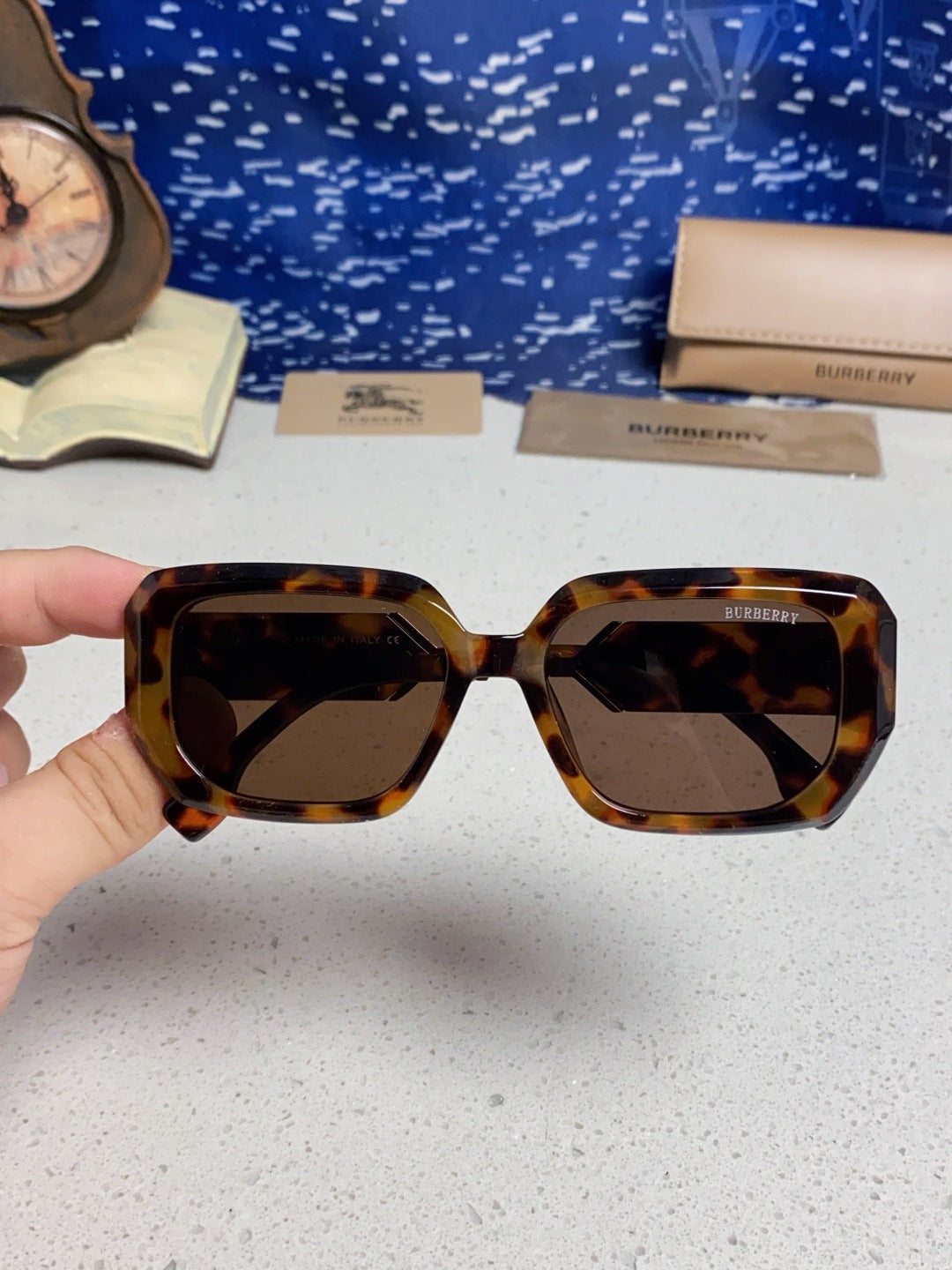 Burberry Rectangular Red Lens Sunglasses for Men & Women - detail image 4