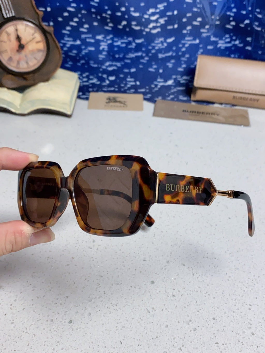 Burberry Rectangular Red Lens Sunglasses for Men & Women - detail image 6