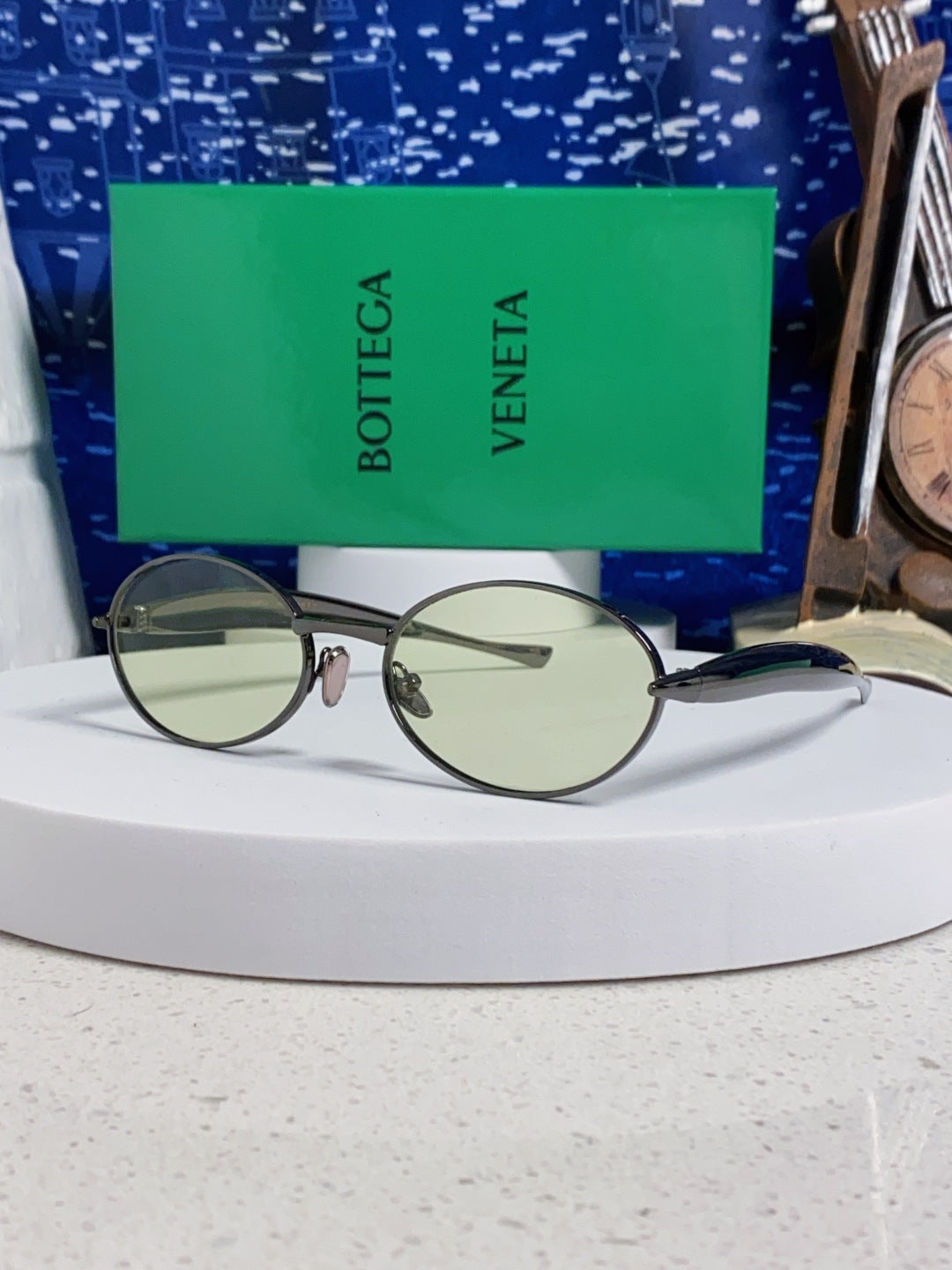 Bottega Veneta BV1386 Oval Silver Lens Sunglasses for Men & Women - 487959