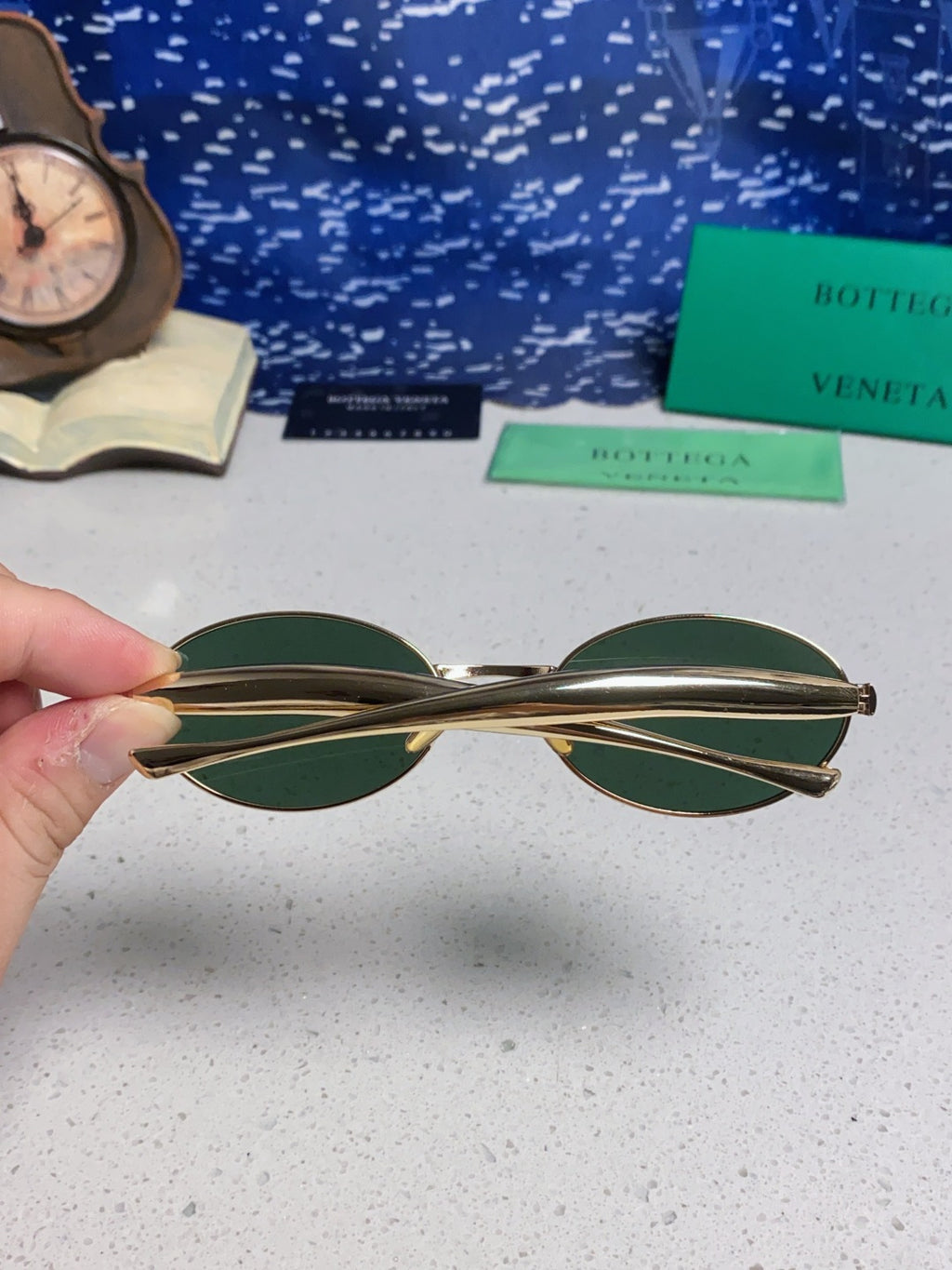 Bottega Veneta BV1386 Oval Green Lens Sunglasses for Men & Women - 416443 - detail image 5
