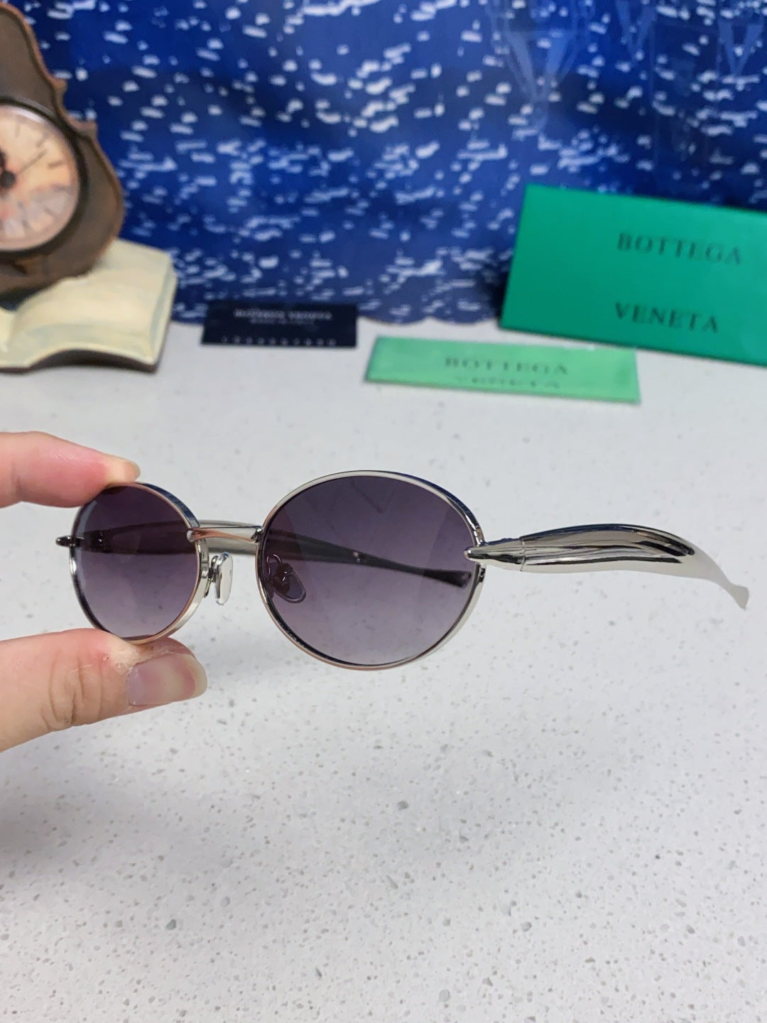 Bottega Veneta BV1386 Oval Silver Lens Sunglasses for Men & Women - detail image 6