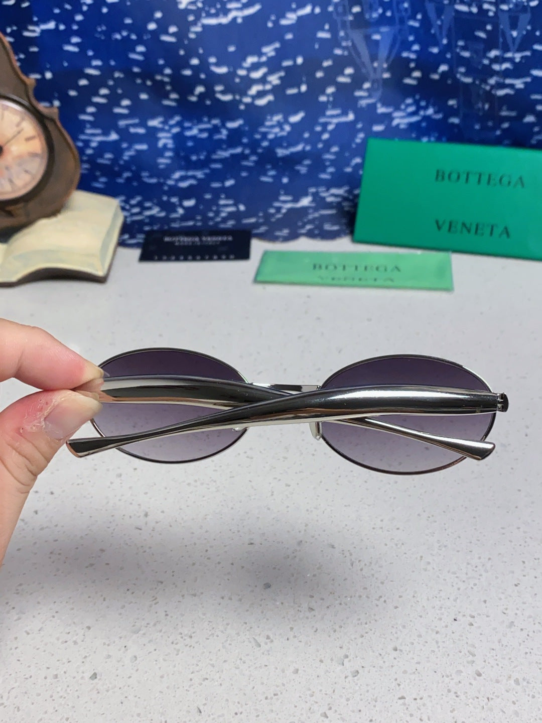 Bottega Veneta BV1386 Oval Silver Lens Sunglasses for Men & Women - 416445 - detail image 5