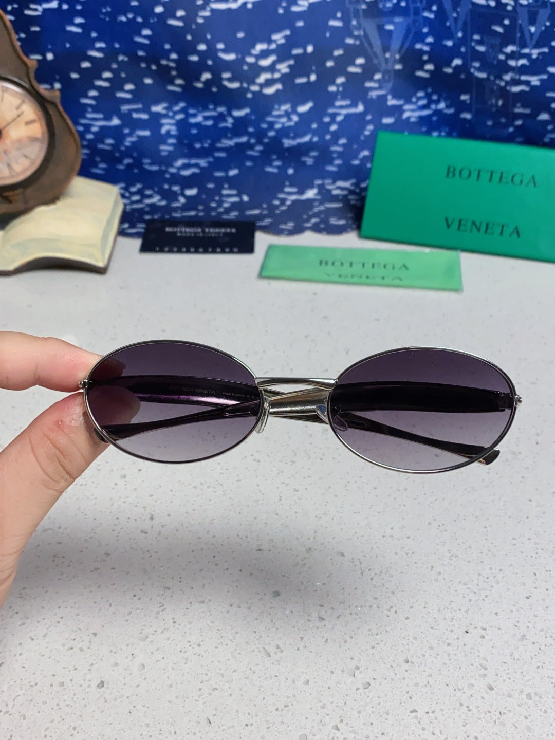 Bottega Veneta BV1386 Oval Silver Lens Sunglasses for Men & Women - detail image 4