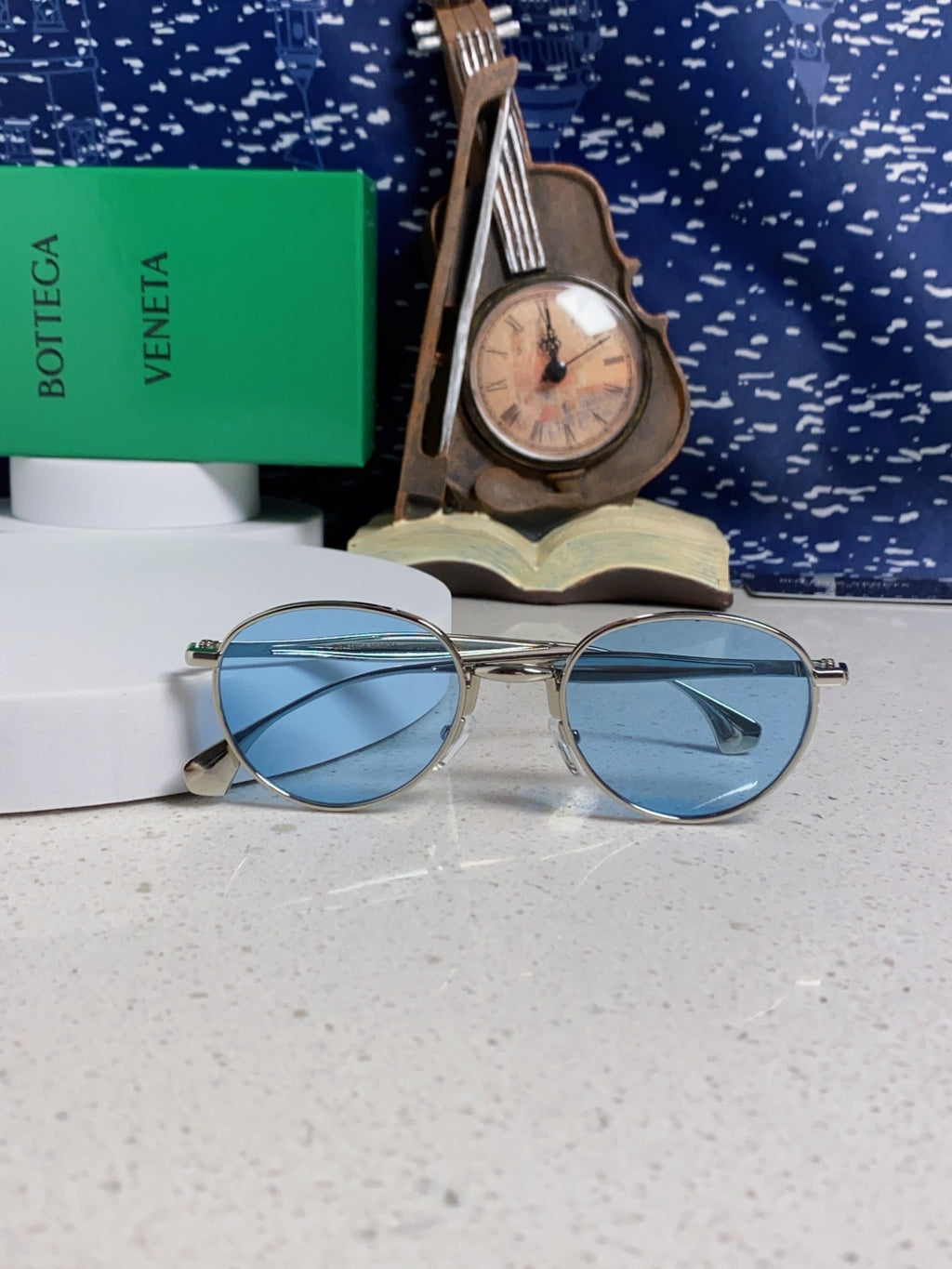 Bottega Veneta BV1396 Metal Oval Blue Lens Sunglasses for Men & Women - 358857 - detail image 8