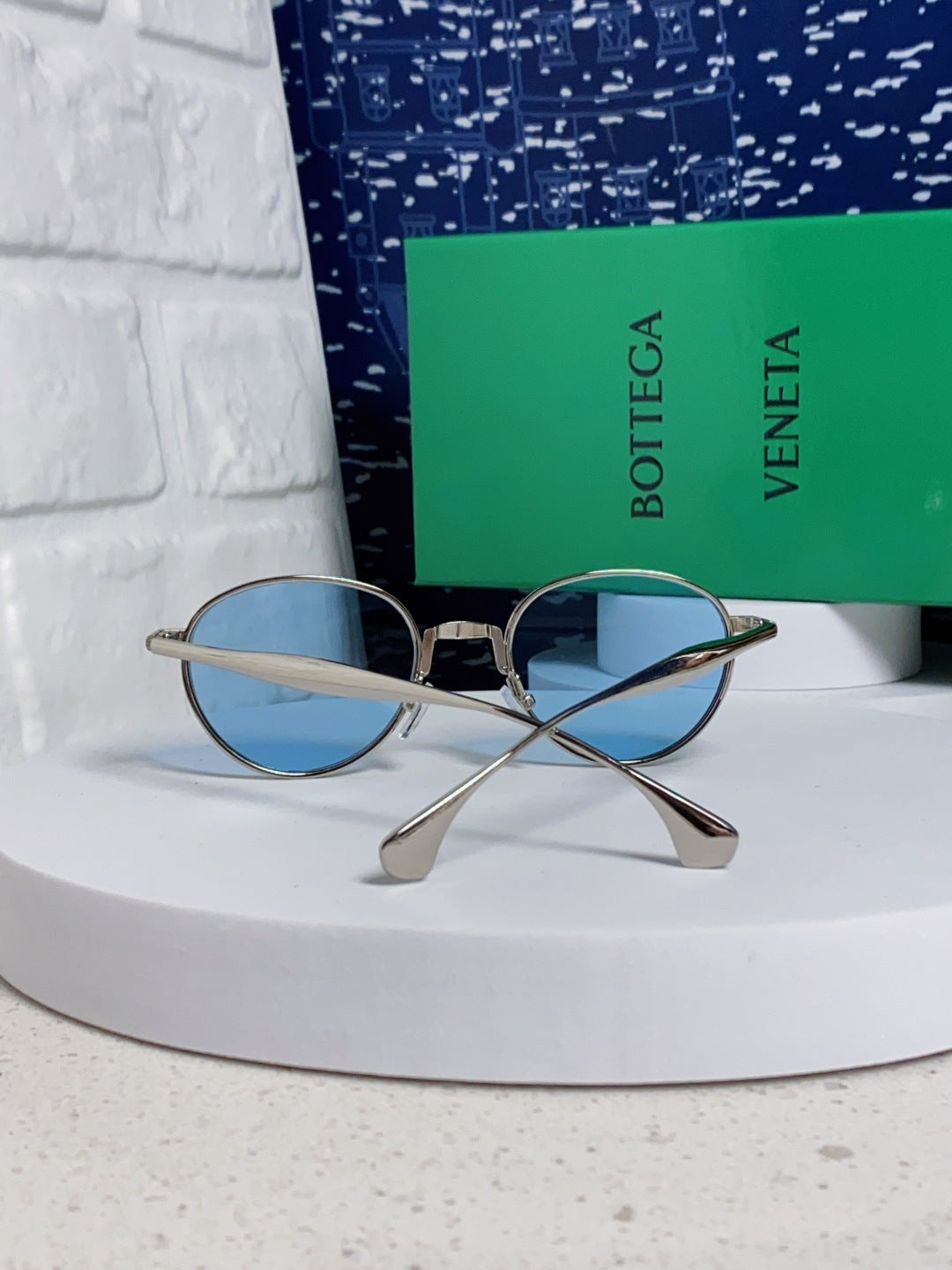 Bottega Veneta BV1396 Metal Oval Blue Lens Sunglasses for Men & Women - 487971 - detail image 3