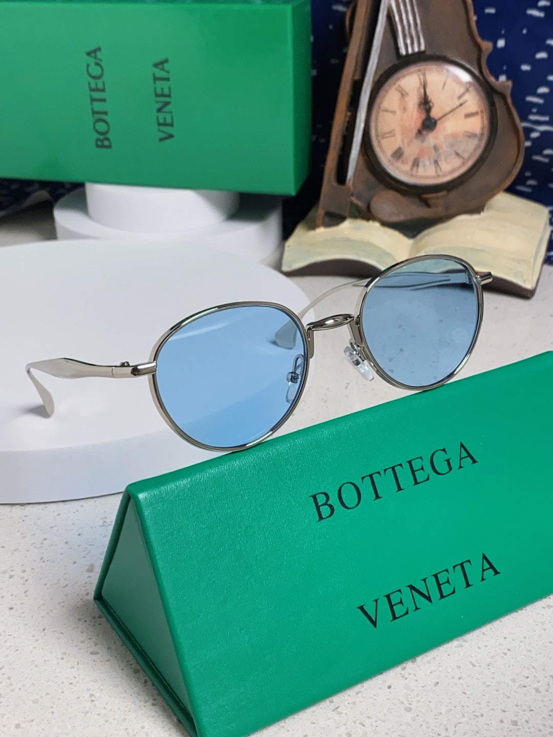 Bottega Veneta BV1396 Metal Oval Blue Lens Sunglasses for Men & Women - 487971 - detail image 9