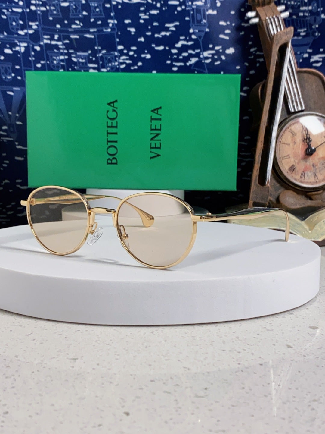 Bottega Veneta BV1396 Metal Oval Silver Lens Sunglasses for Men & Women