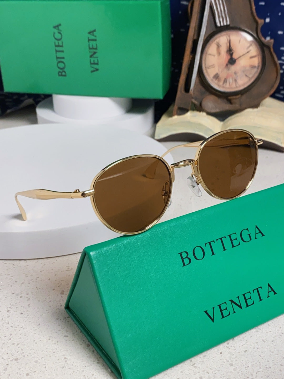 Bottega Veneta BV1396 Metal Oval Brown Lens Sunglasses for Men & Women - detail image 8