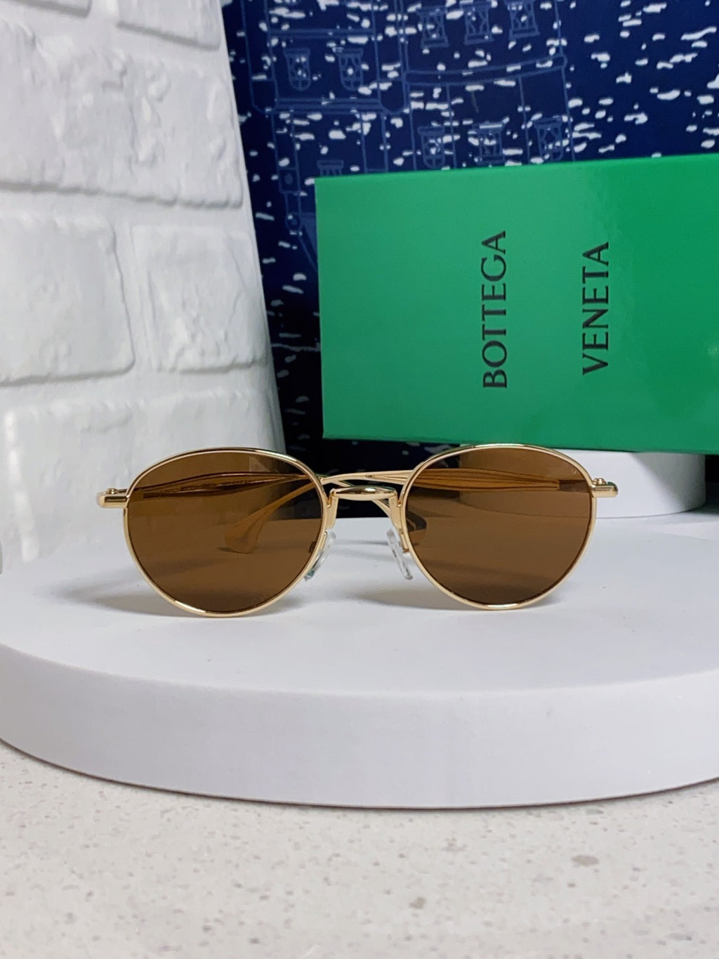 Bottega Veneta BV1396 Metal Oval Brown Lens Sunglasses for Men & Women