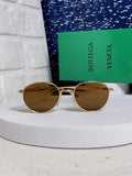 Bottega Veneta BV1396 Metal Oval Brown Lens Sunglasses for Men & Women