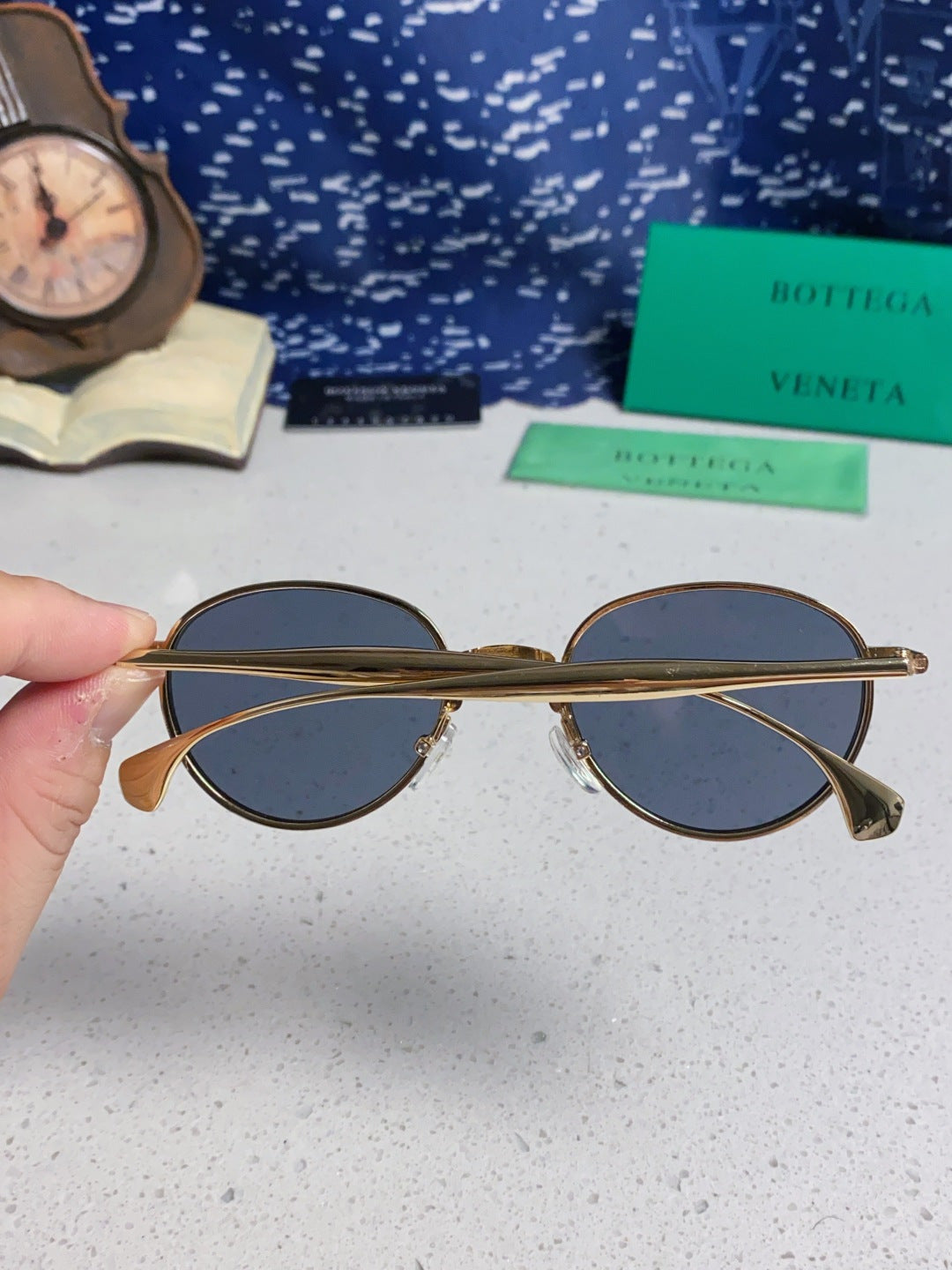 Bottega Veneta BV1396 Metal Oval Blue Lens Sunglasses for Men & Women - 487974 - detail image 5