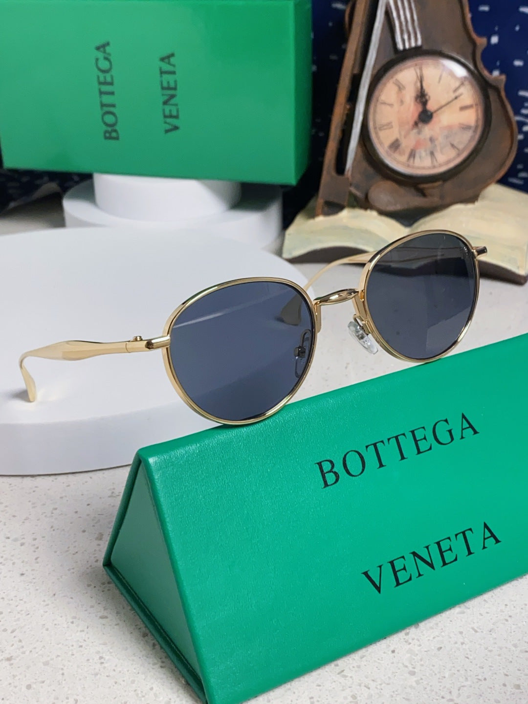 Bottega Veneta BV1396 Metal Oval Blue Lens Sunglasses for Men & Women - 487974 - detail image 9