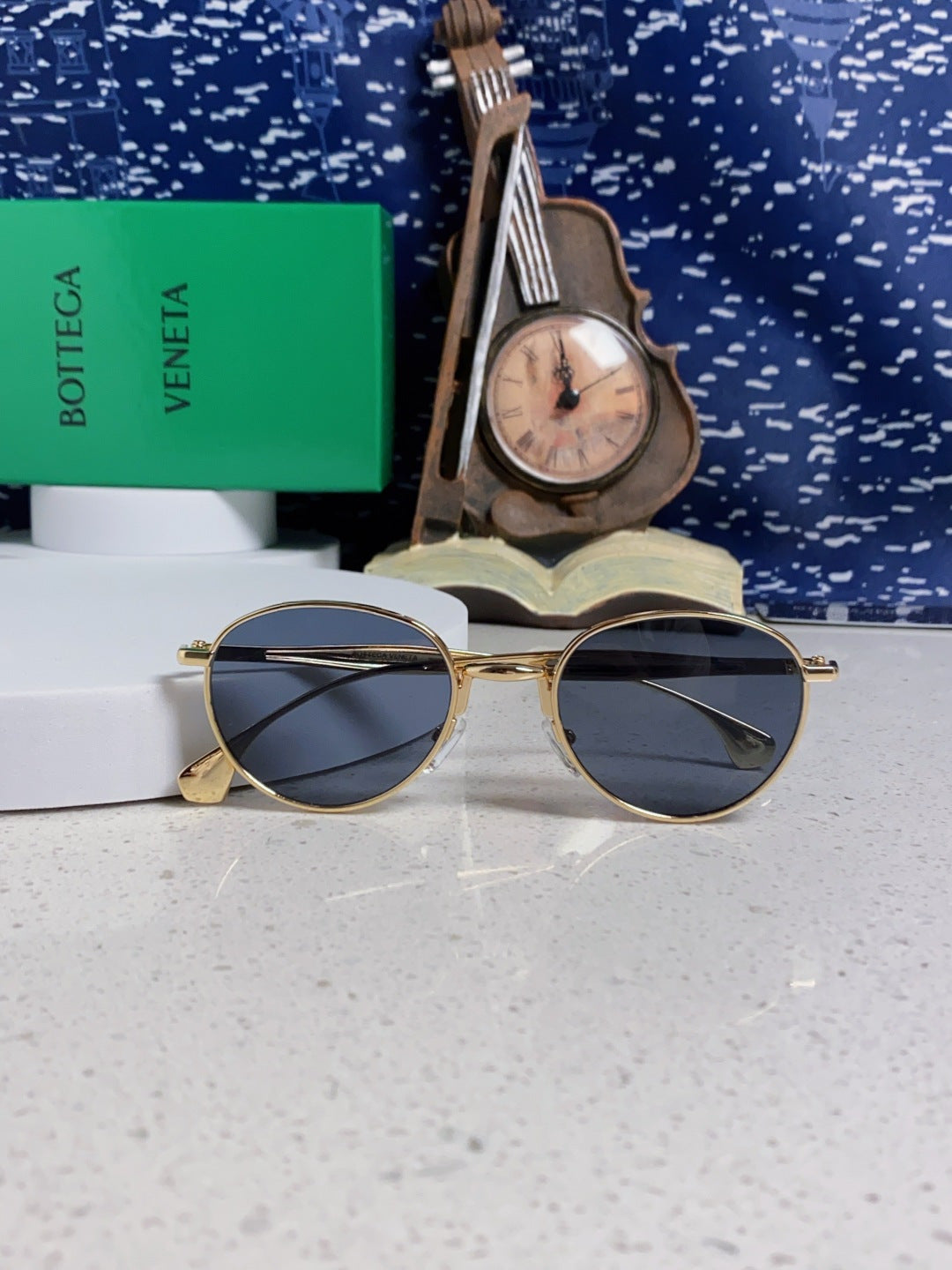 Bottega Veneta BV1396 Metal Oval Blue Lens Sunglasses for Men & Women - 487974 - detail image 8