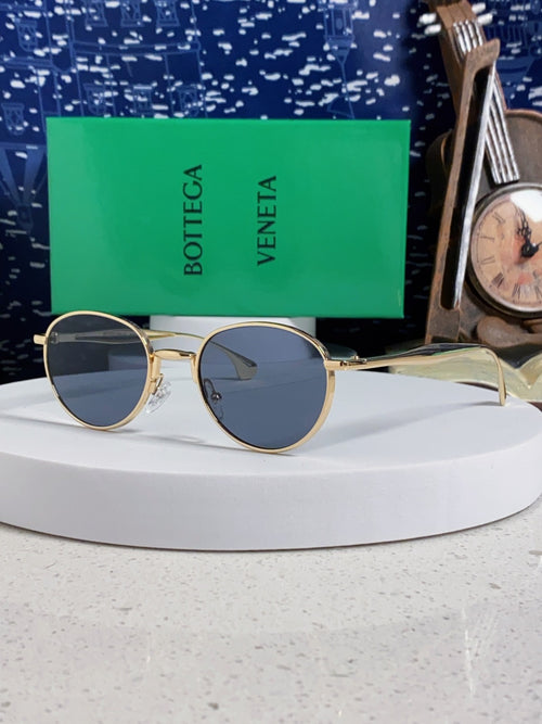 Bottega Veneta BV1396 Metal Oval Blue Lens Sunglasses for Men & Women - 358860