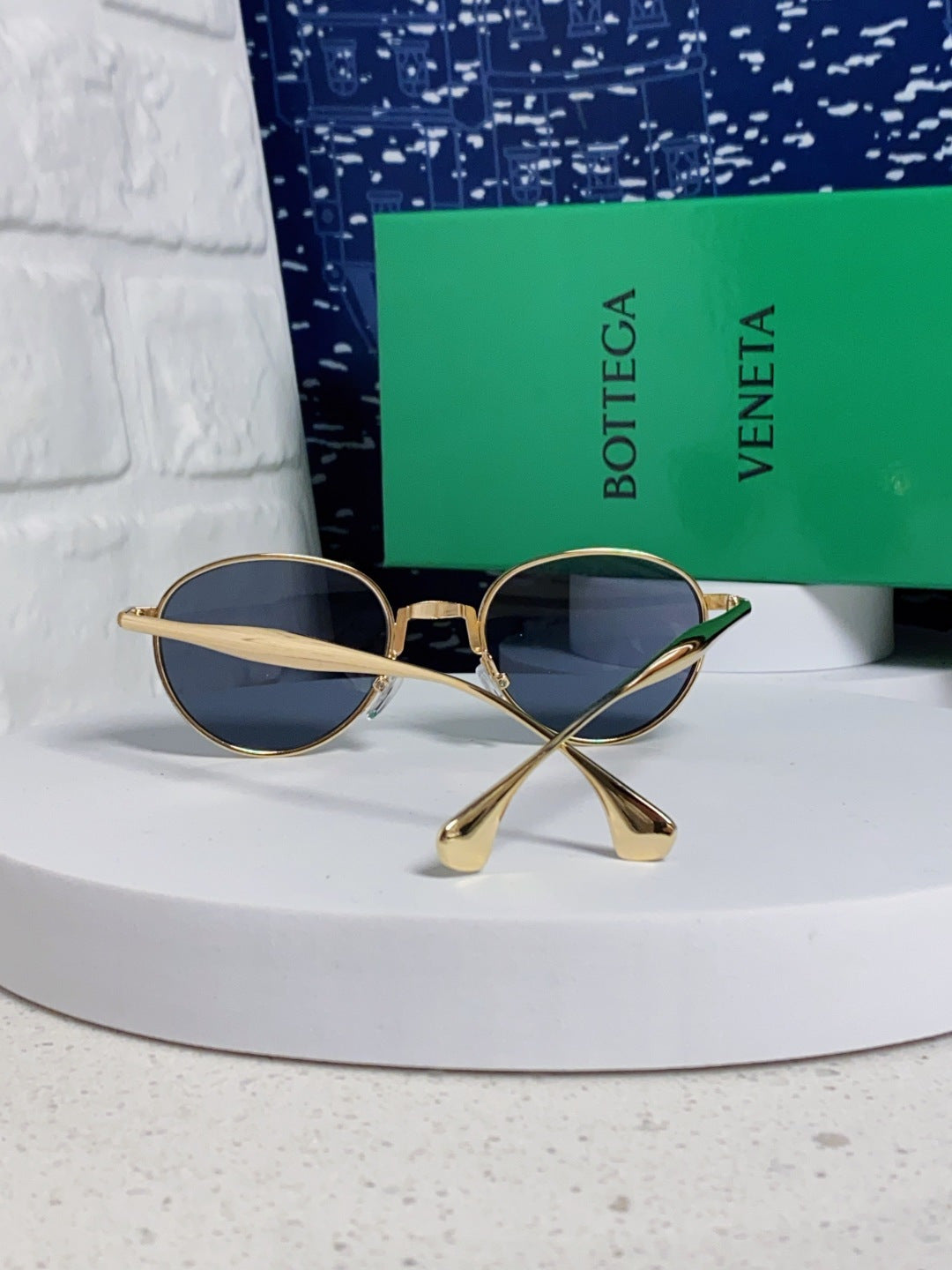 Bottega Veneta BV1396 Metal Oval Blue Lens Sunglasses for Men & Women - 487974 - detail image 3