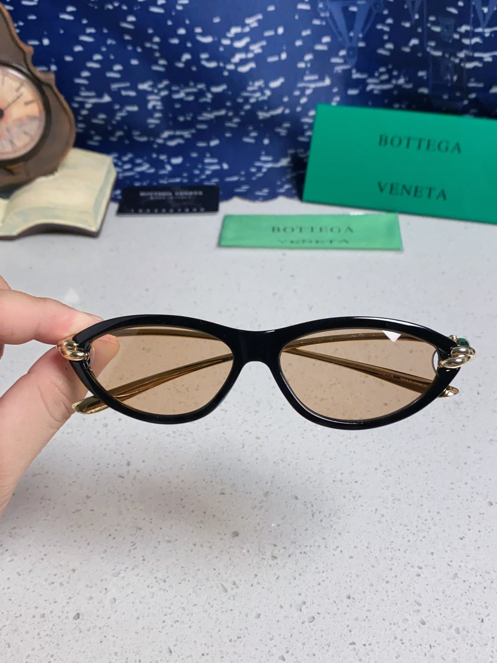 Bottega Veneta BV1390 Cat-Eye Gold Lens Sunglasses for Women - 358862 - detail image 4