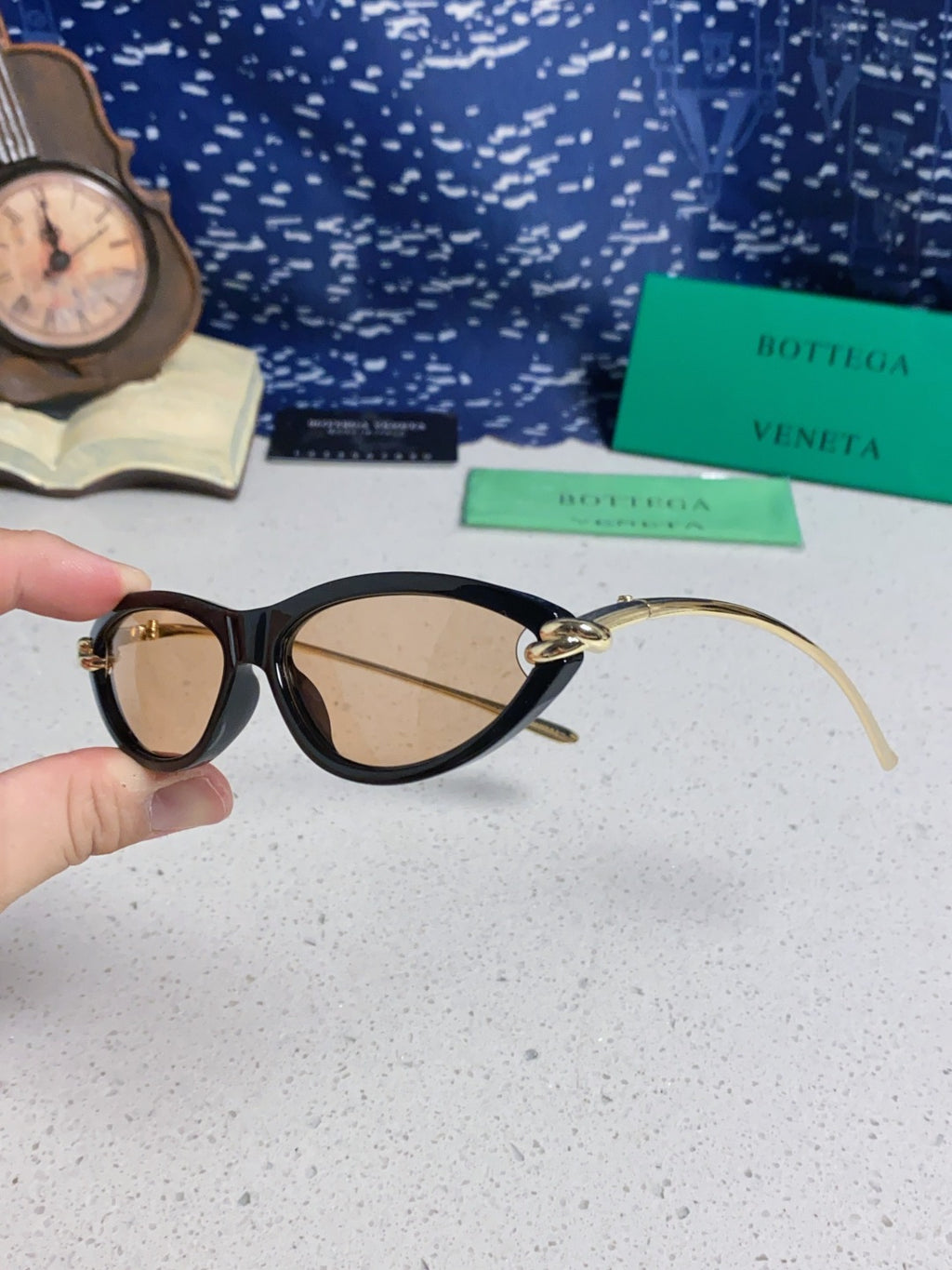 Bottega Veneta BV1390 Cat-Eye Gold Lens Sunglasses for Women - 358862 - detail image 6