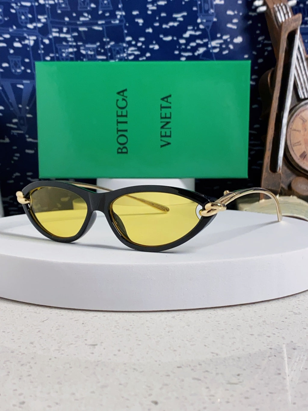 Bottega Veneta BV1390 Cat-Eye Yellow Lens Sunglasses for Women