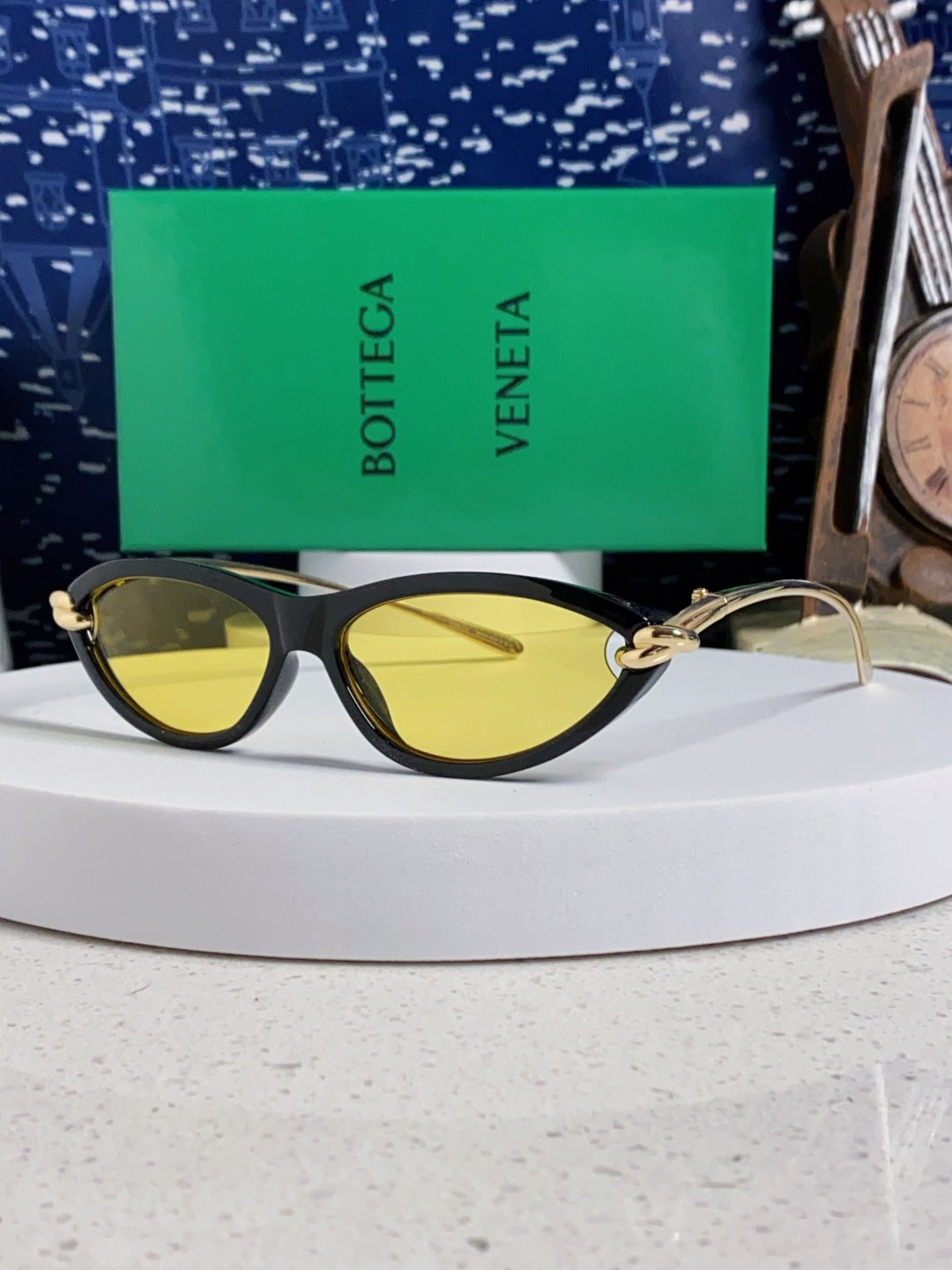 Bottega Veneta BV1390 Cat-Eye Yellow Lens Sunglasses for Women