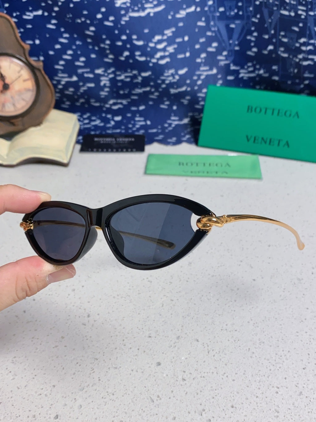 Bottega Veneta BV1390 Cat-Eye Blue Lens Sunglasses for Women - 358867 - detail image 6