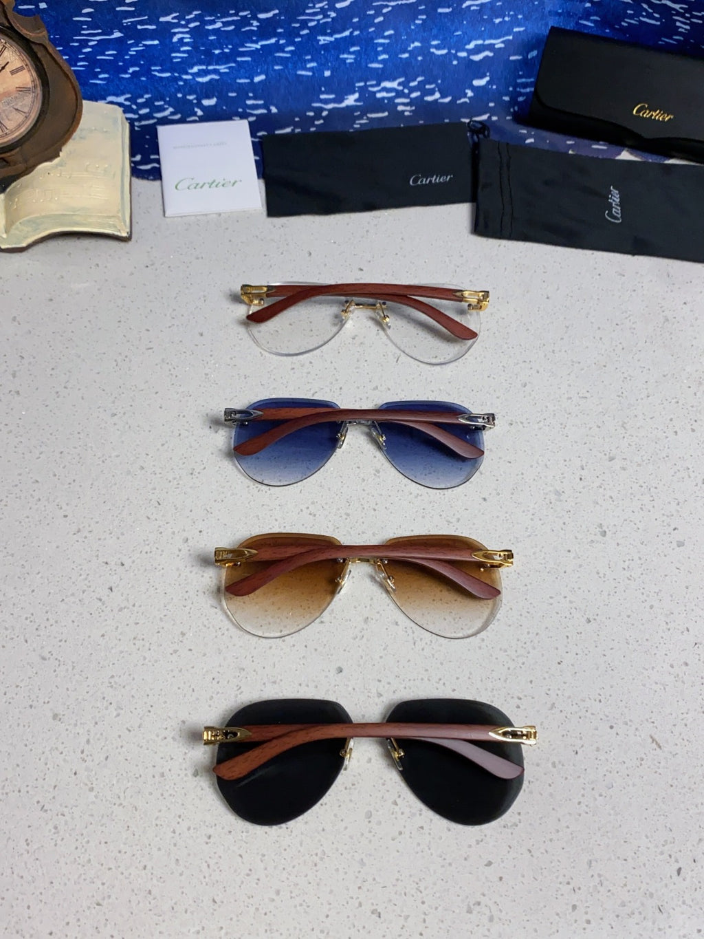 Cartier Lightweight Rimless Brown Lens Sunglasses for Men & Women - 487267 - detail image 11