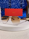 Cartier Lightweight Rimless Brown Lens Sunglasses for Men & Women - 487267