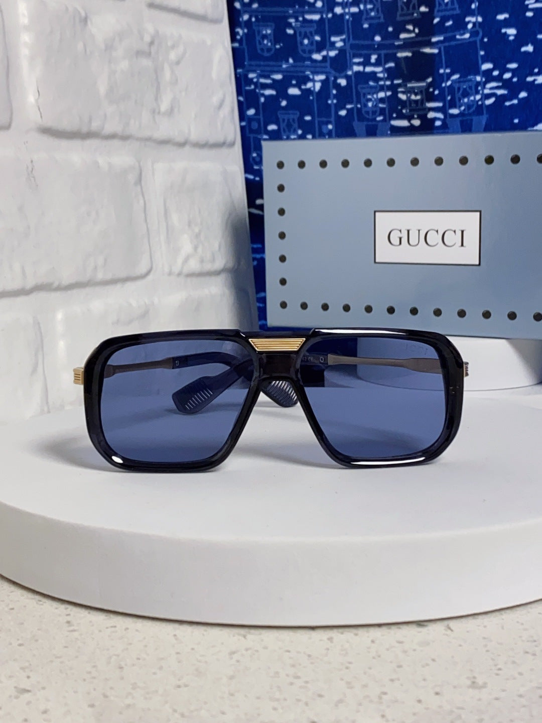 Gucci Metal Aviator Blue Lens Sunglasses for Men & Women - 486330 - detail image 2