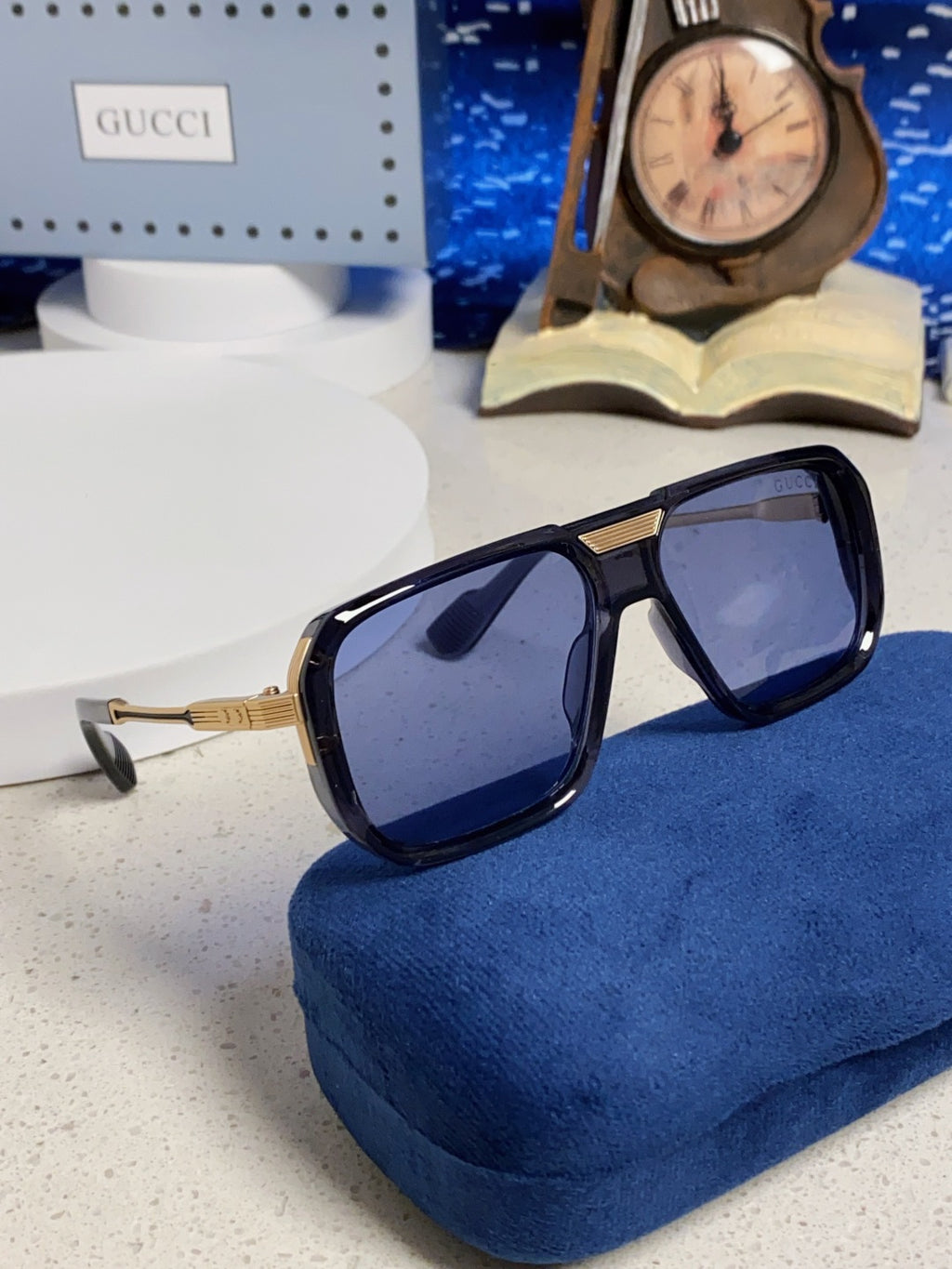 Gucci Metal Aviator Blue Lens Sunglasses for Men & Women - 486330 - detail image 10
