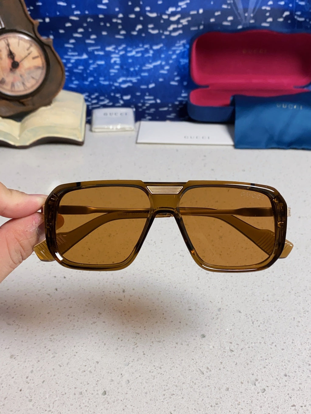 Gucci Metal Aviator Brown Lens Sunglasses for Men & Women - detail image 4