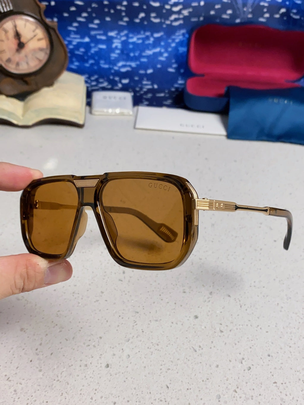Gucci Metal Aviator Brown Lens Sunglasses for Men & Women - detail image 6