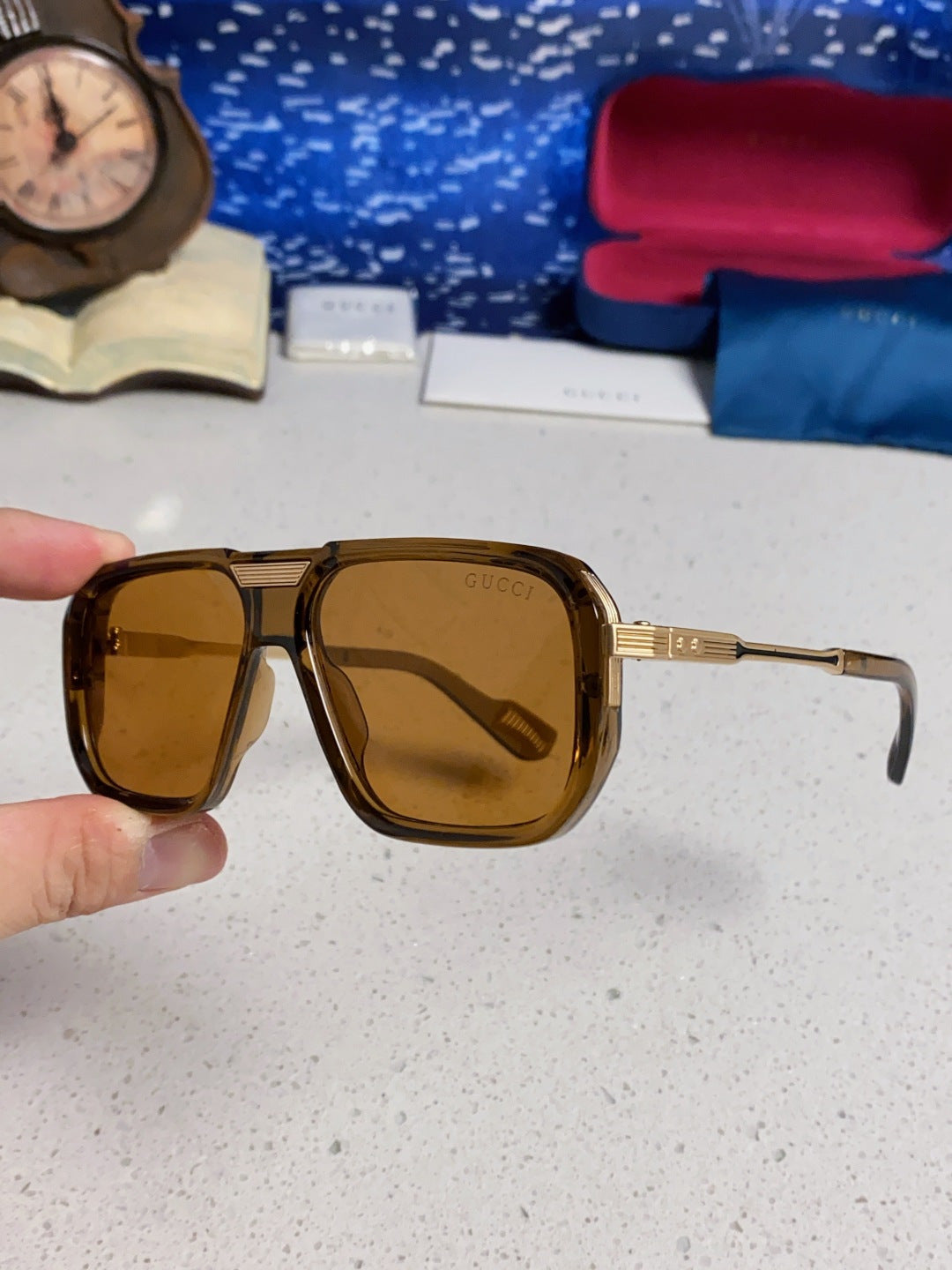 Gucci Metal Aviator Brown Lens Sunglasses for Men & Women - detail image 6