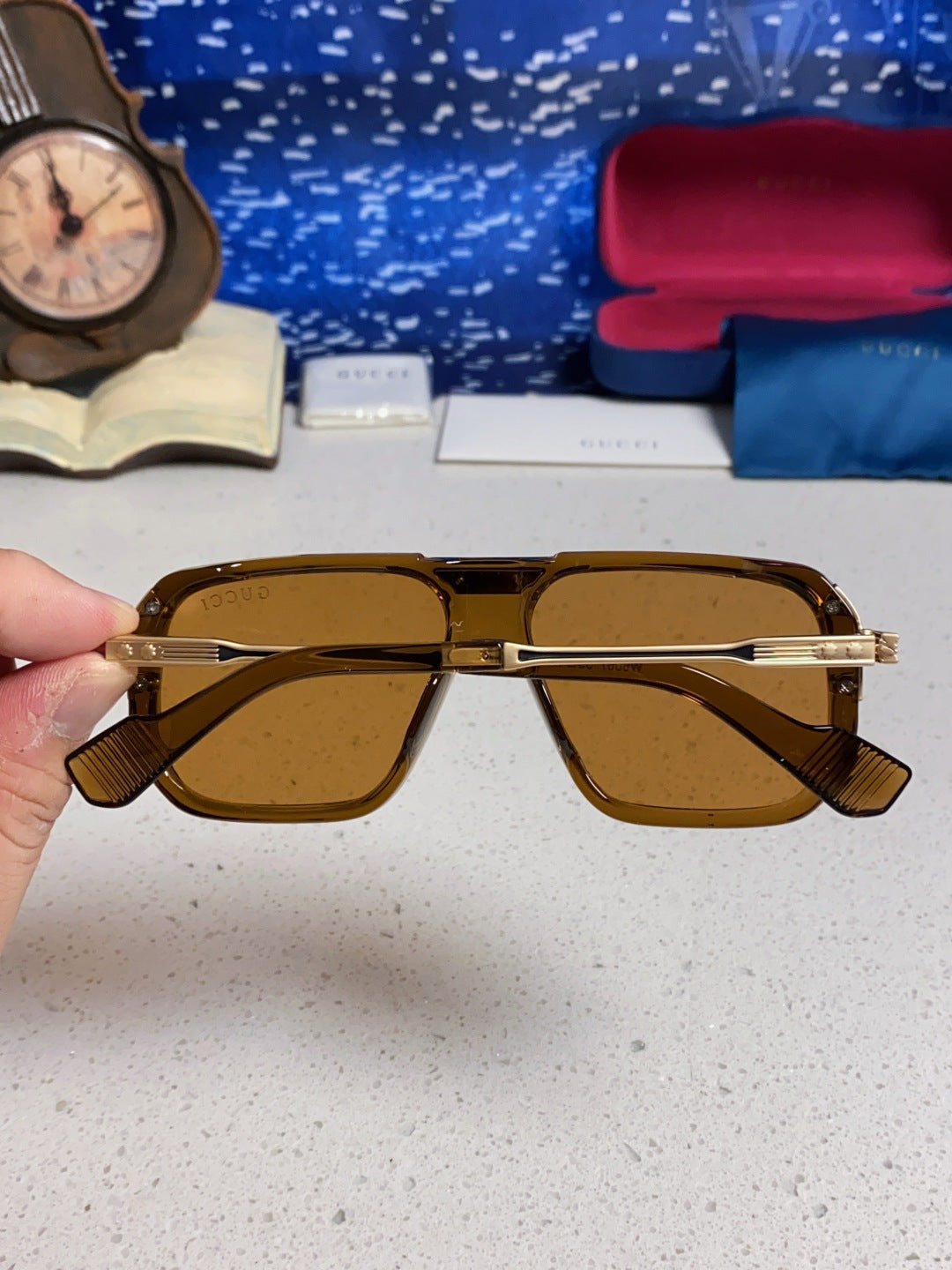 Gucci Metal Aviator Brown Lens Sunglasses for Men & Women - detail image 5