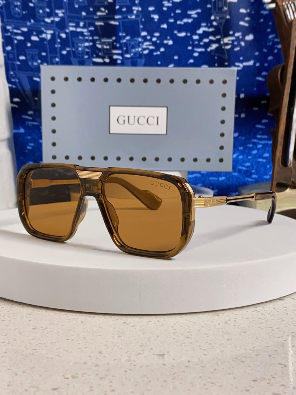 Gucci Metal Aviator Brown Lens Sunglasses for Men & Women