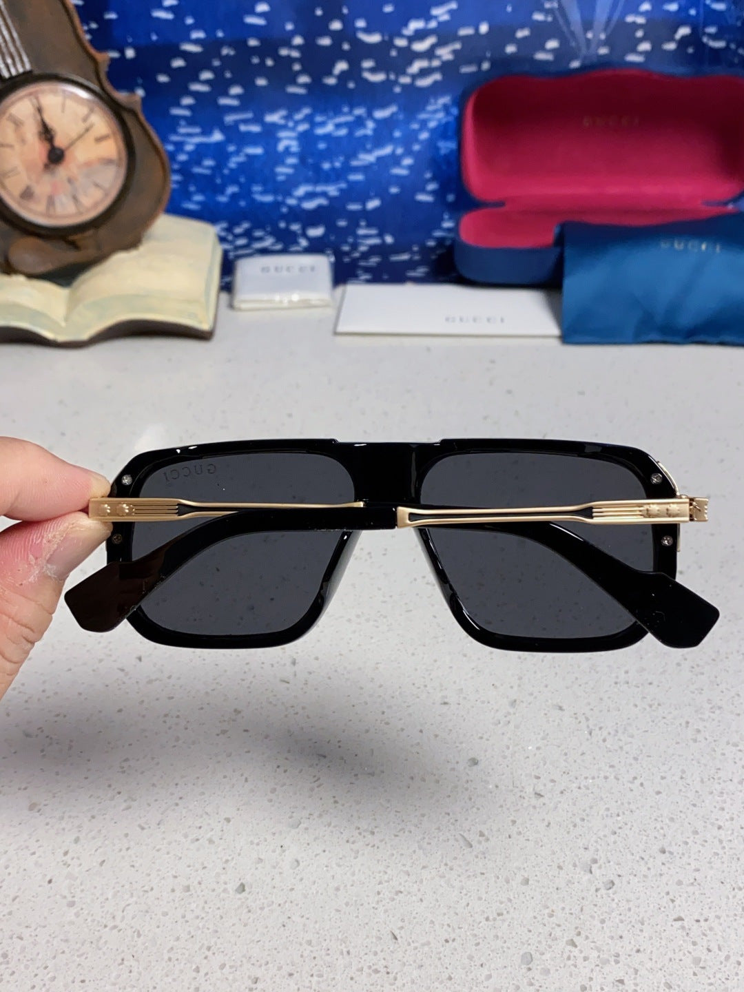 Gucci Metal Aviator Black Lens Sunglasses for Men & Women - 486334 - detail image 5