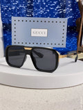 Gucci Metal Aviator Black Lens Sunglasses for Men & Women - 486334