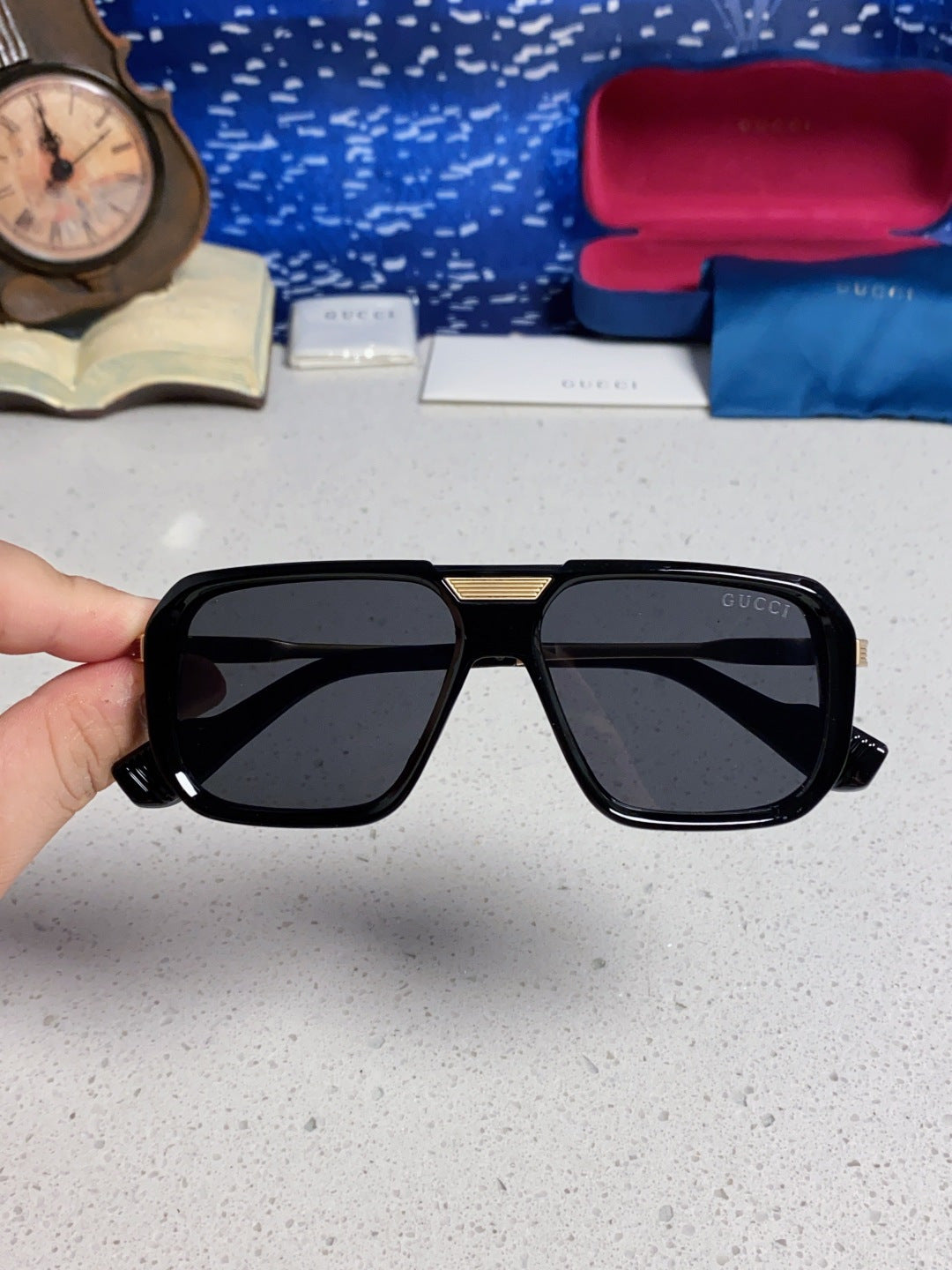 Gucci Metal Aviator Black Lens Sunglasses for Men & Women - 486334 - detail image 4