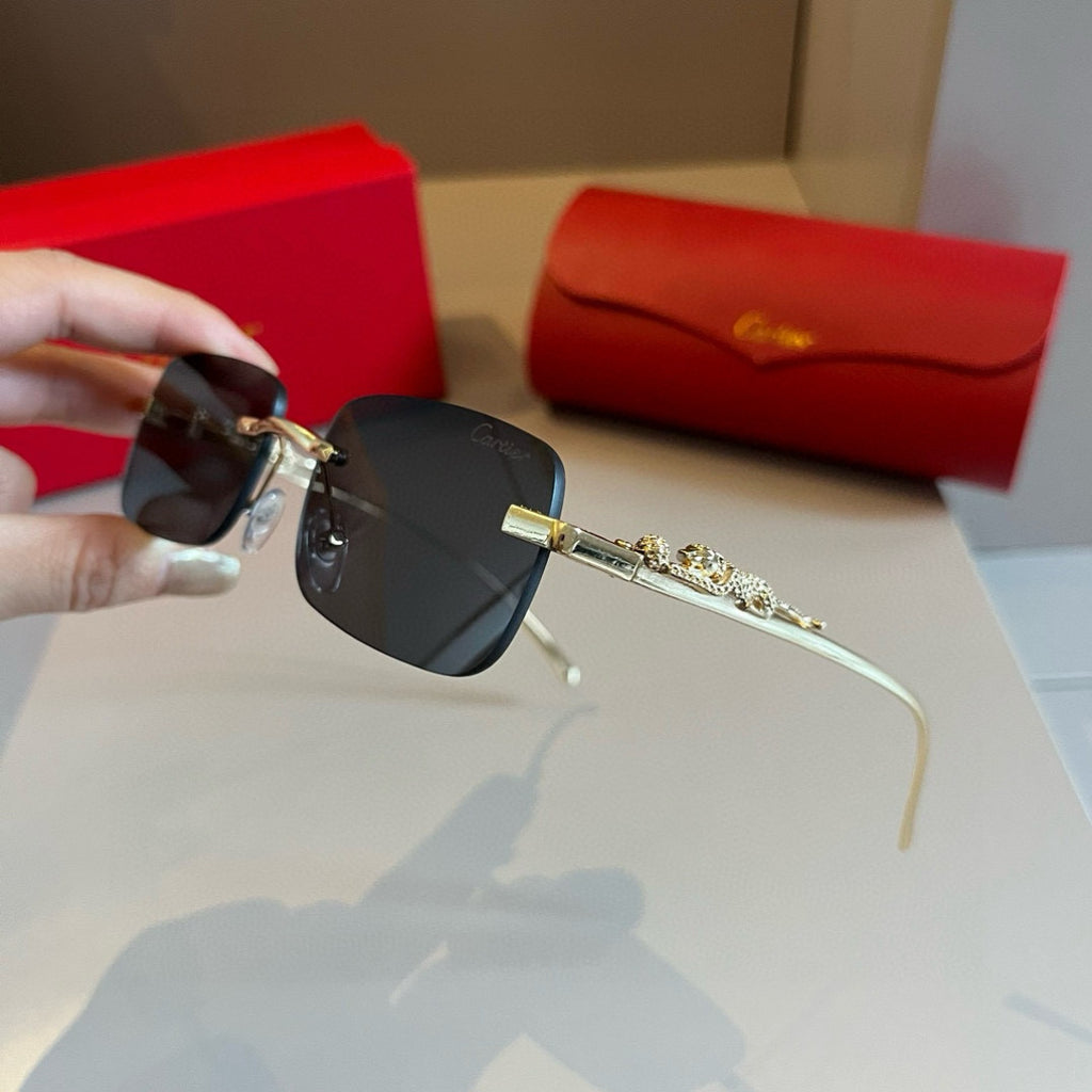 Cartier Lightweight Metal Rimless Gold Lens Sunglasses for Men & Wome - 449464 - detail image 4