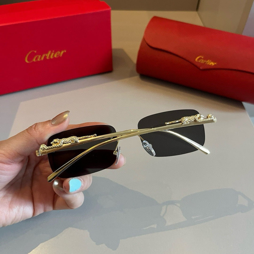 Cartier Lightweight Metal Rimless Gold Lens Sunglasses for Men & Wome - 449464 - detail image 8